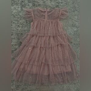 SHEIN Pink Tulle Kids Dress with Gold Accents